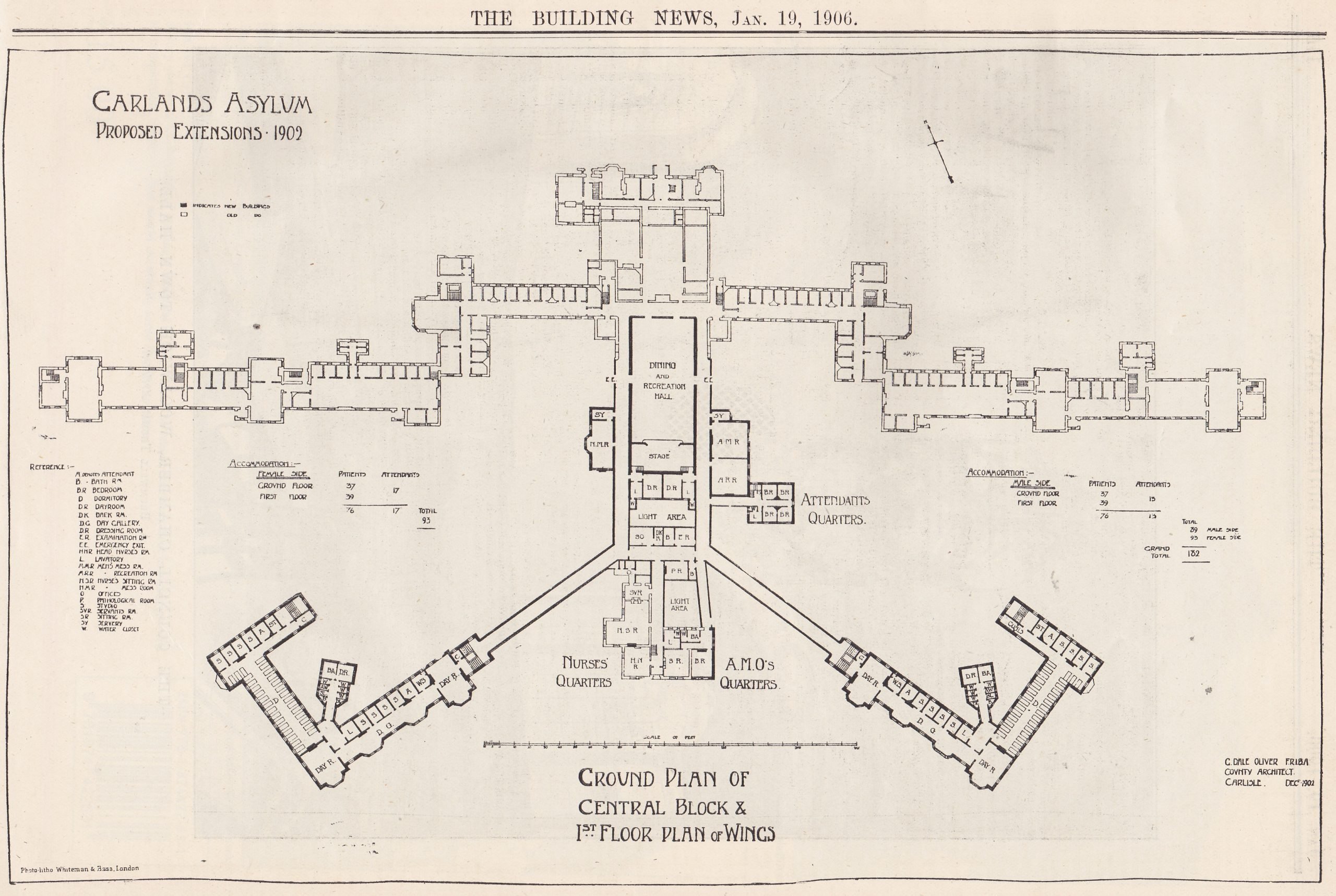 Plan of extensions to main building by G Dale Oliver, December 1902